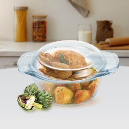 Naczynie żaroodporne z pokrywką do pieczenia zapiekania małe 1.0L MAESTRO