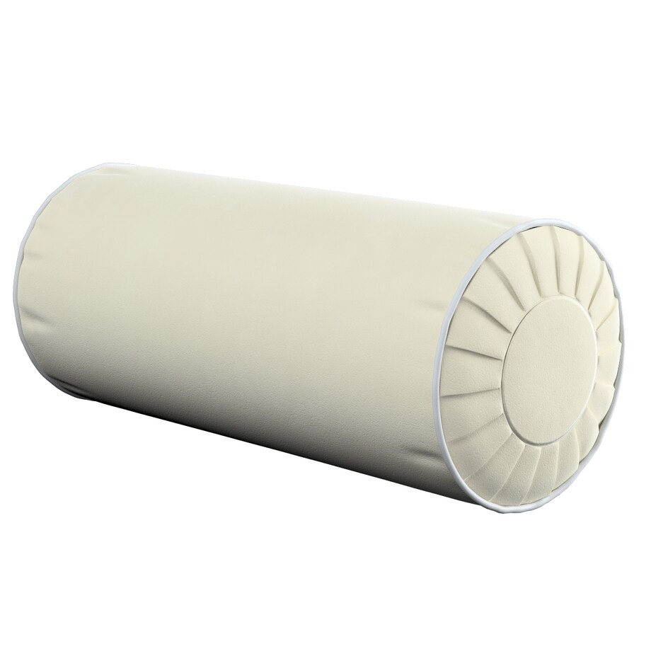 Poduszka wałek z zakładkami z lamówką, śmietankowa biel, Ø20 x 50 cm, Velvet