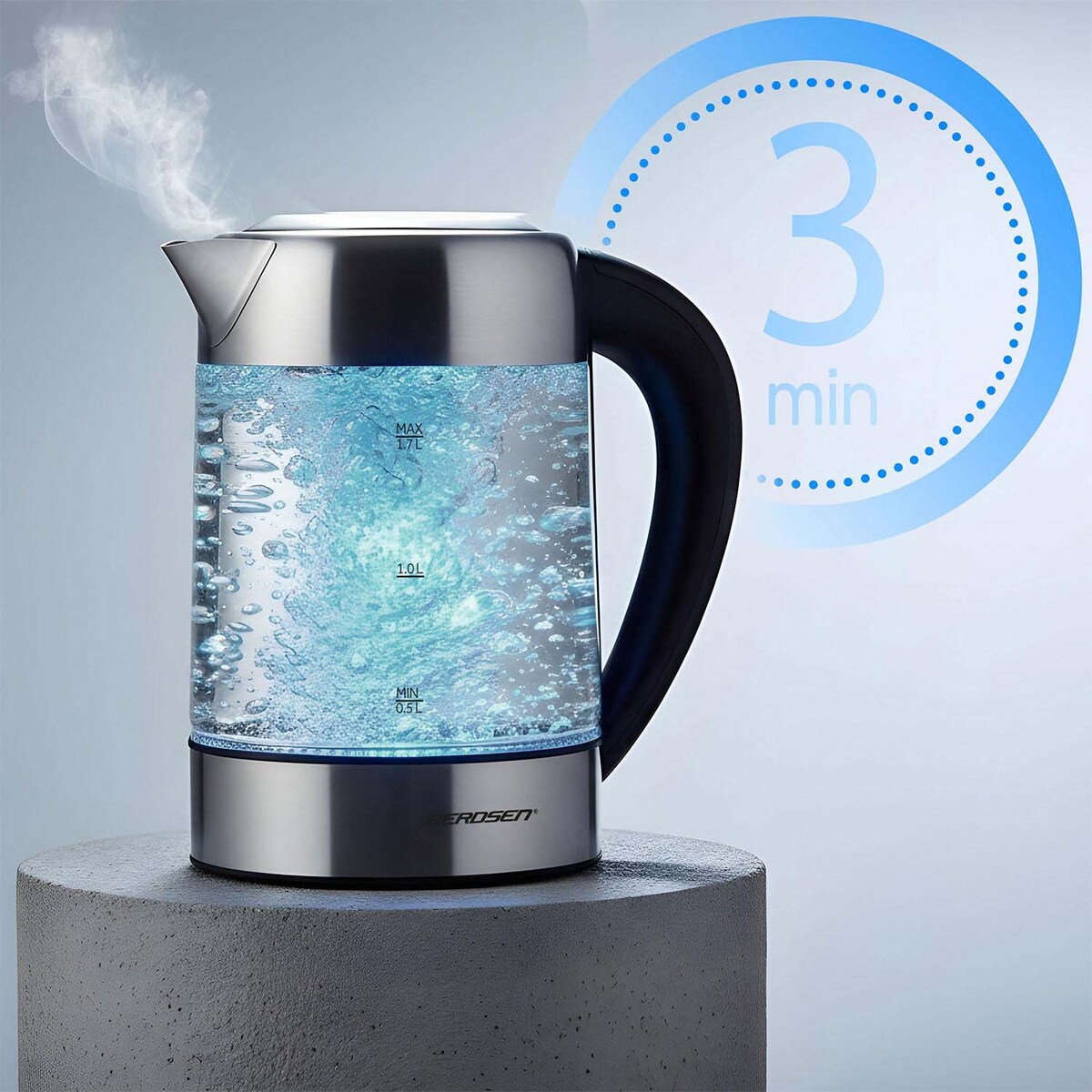 Czajnik elektryczny szklany z regulacja temperatury 1,7l Berdsen 371400