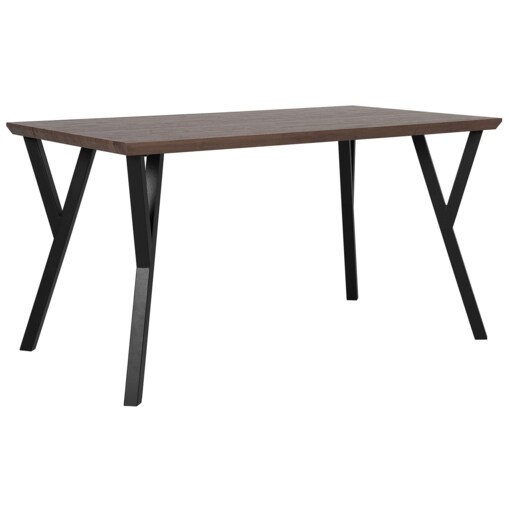 Stół do jadalni 140 x 80 cm ciemne drewno z czarnym BRAVO
