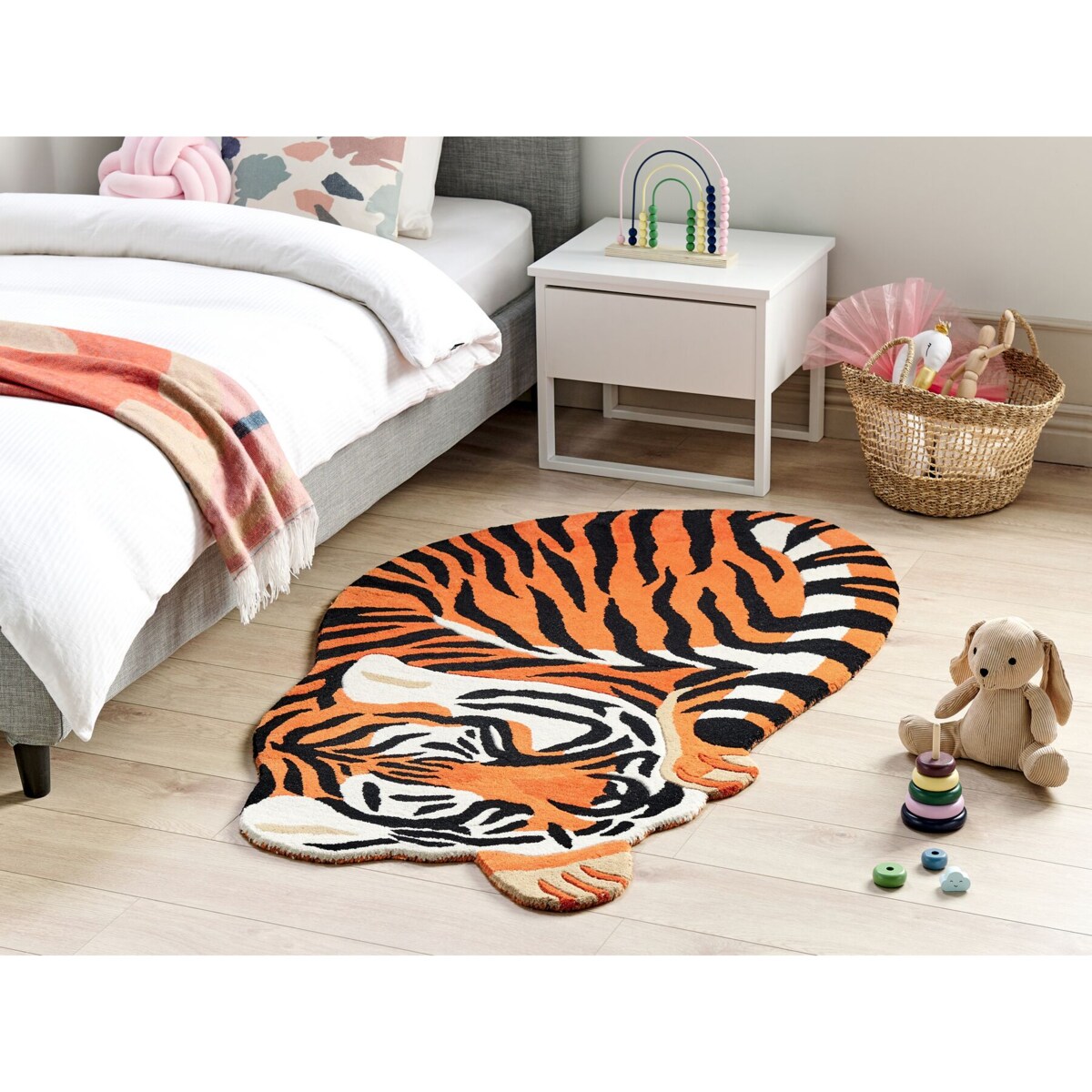 Dywan dziecięcy wełniany tygrys 100 x 155 cm pomarańczowy RAJAH