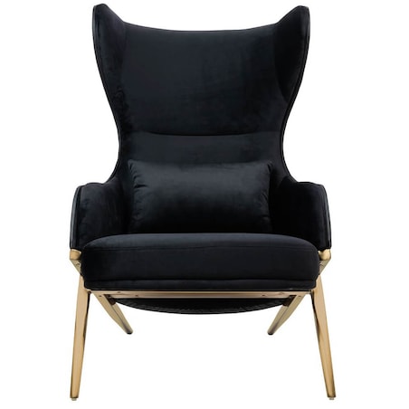 Elegancki fotel z ekoskóry Hampton Velvet czarny złoty, King Home