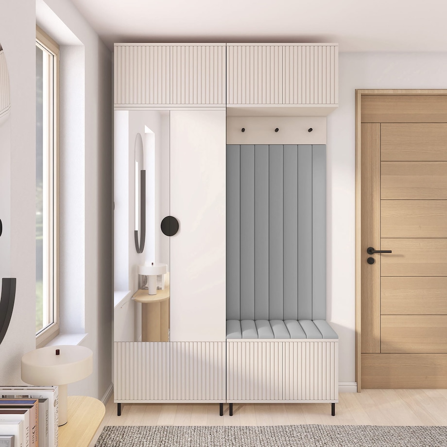 Garderoba Ritmo wersja 2 z lustrem i panelami Trinity 14 Cashmere