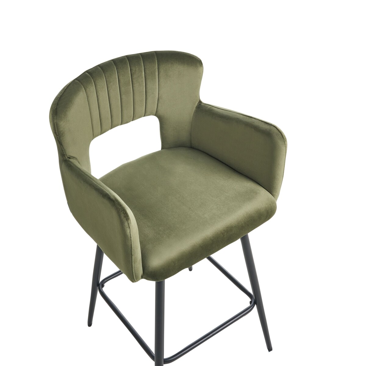 Zestaw 2 krzeseł barowych SANILAC Welur Oliwkowy