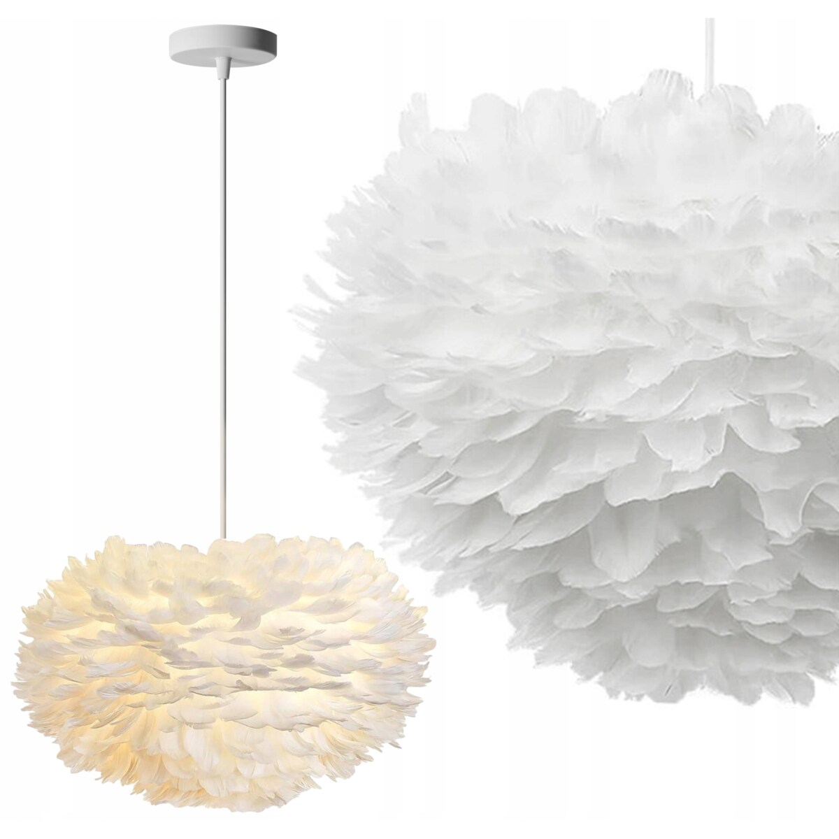 Lampa Sufitowa Wisząca Glamour Pióra Kolory Nordic