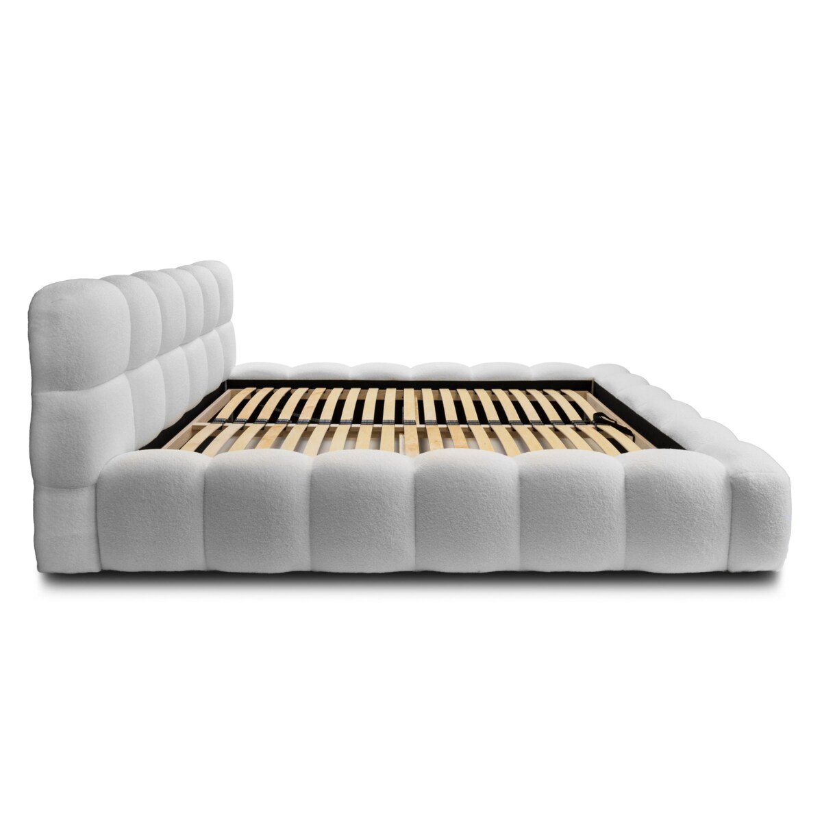 Łóżko tapicerowane 160x200 cm białe bouclé Santo