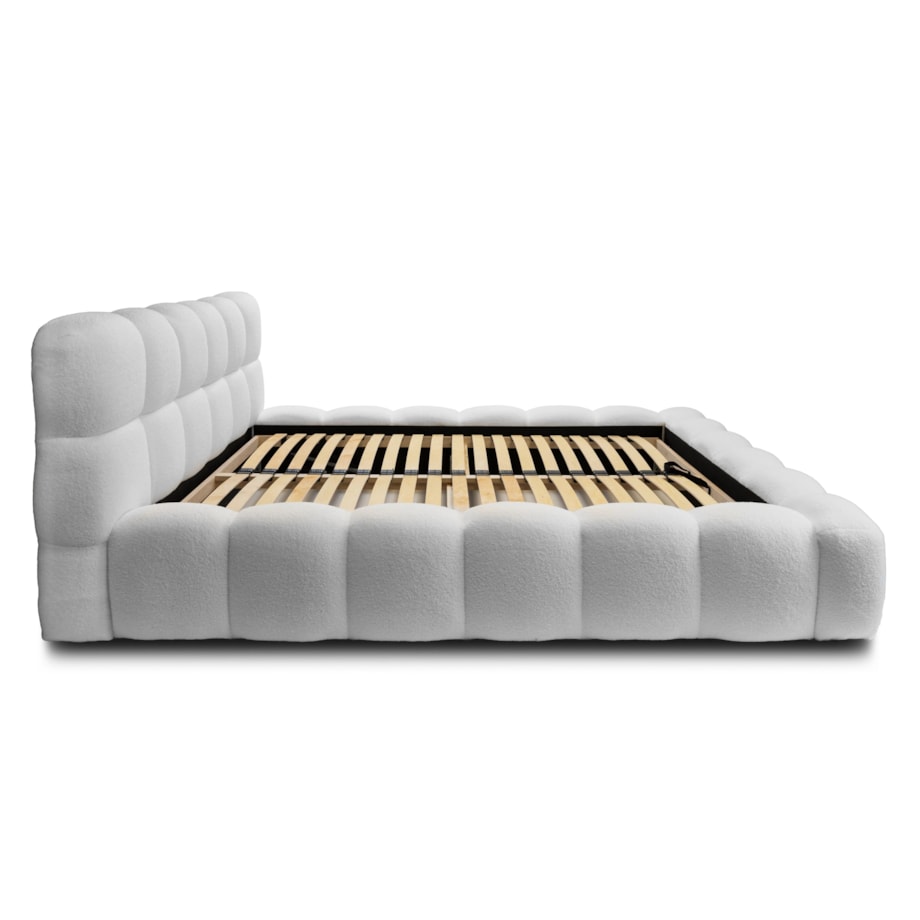 Łóżko tapicerowane 160x200 cm białe bouclé Santo