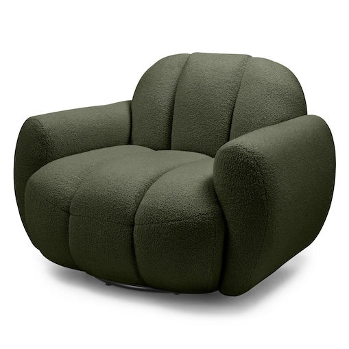 Fotel obrotowy 77x106x85 PALLASS bouclé ciemnozielony