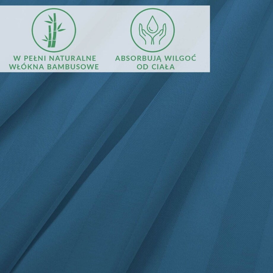 Prześcieradło bambusowe satyna bawełniana 160x240 Bamboo paski, chabrowe