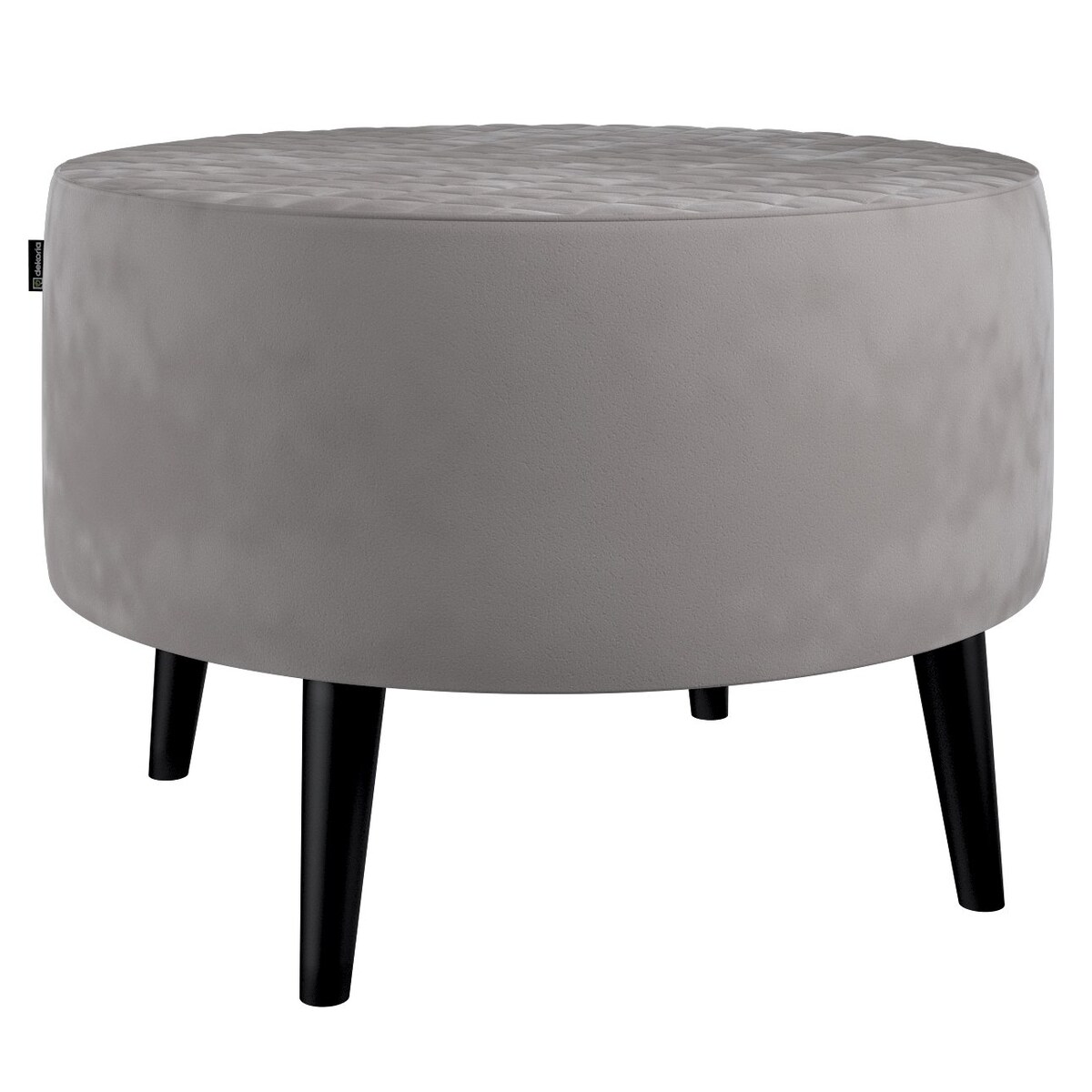 Podnóżek okrągły pikowany, gołębi szary, Ø60 x 40 cm, Velvet
