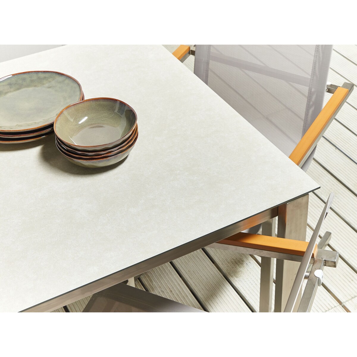 Stół ogrodowy szklany 180 x 90 cm biały COSOLETO