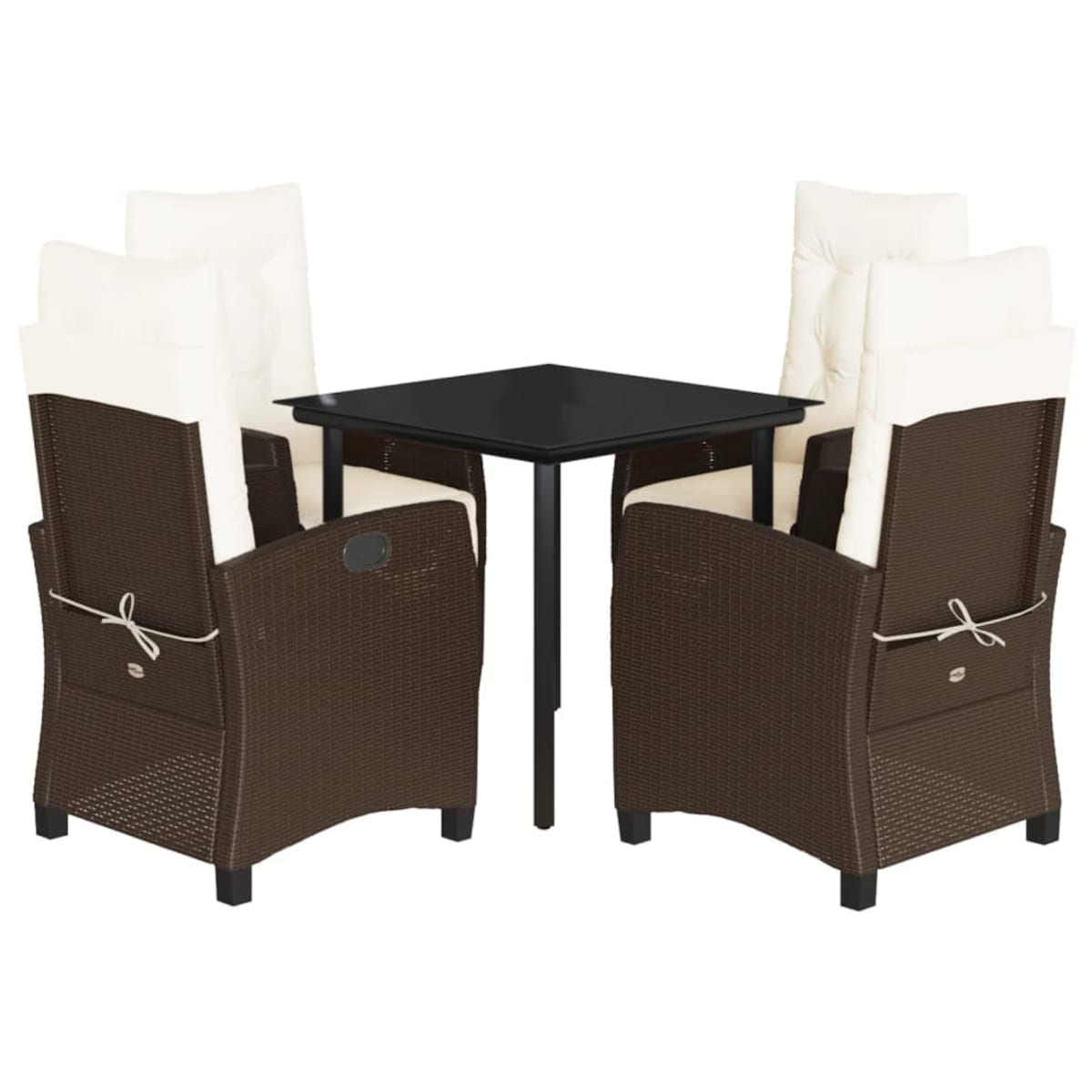 vidaXL 5-cz. zestaw mebli ogrodowych z poduszkami, brązowy, polirattan