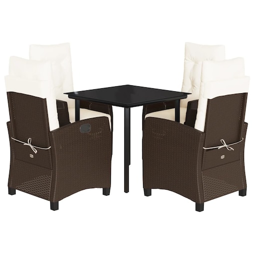 vidaXL 5-cz. zestaw mebli ogrodowych z poduszkami, brązowy, polirattan