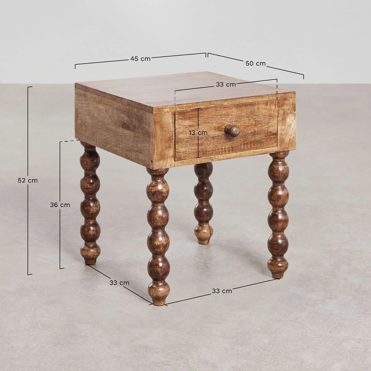 Szafka nocna 45x50 cm z drewna mango Tessaia