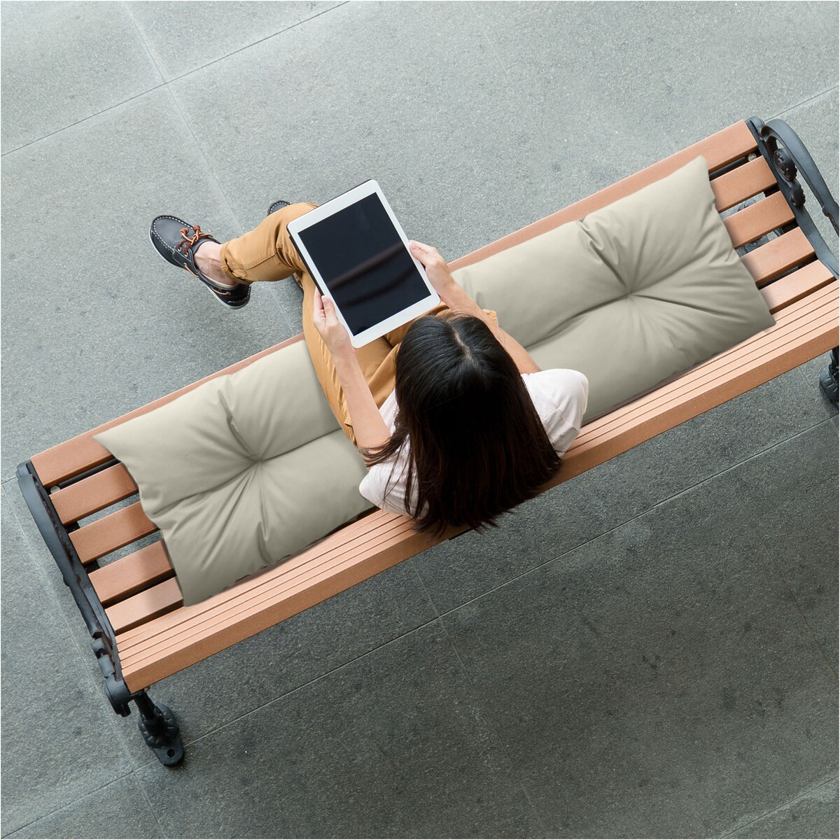 Poduszka Ogrodowa Na Huśtawkę Ławkę 120X40 Cm Na Meble Palety Wodoodporna Beżowa