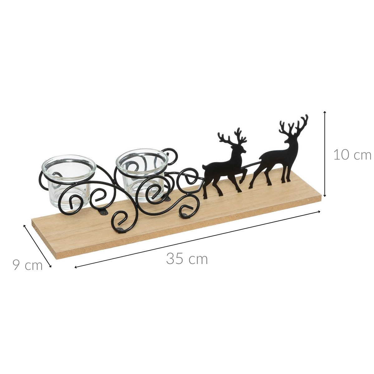 Metalowy świecznik na tealight, renifery, 45 cm