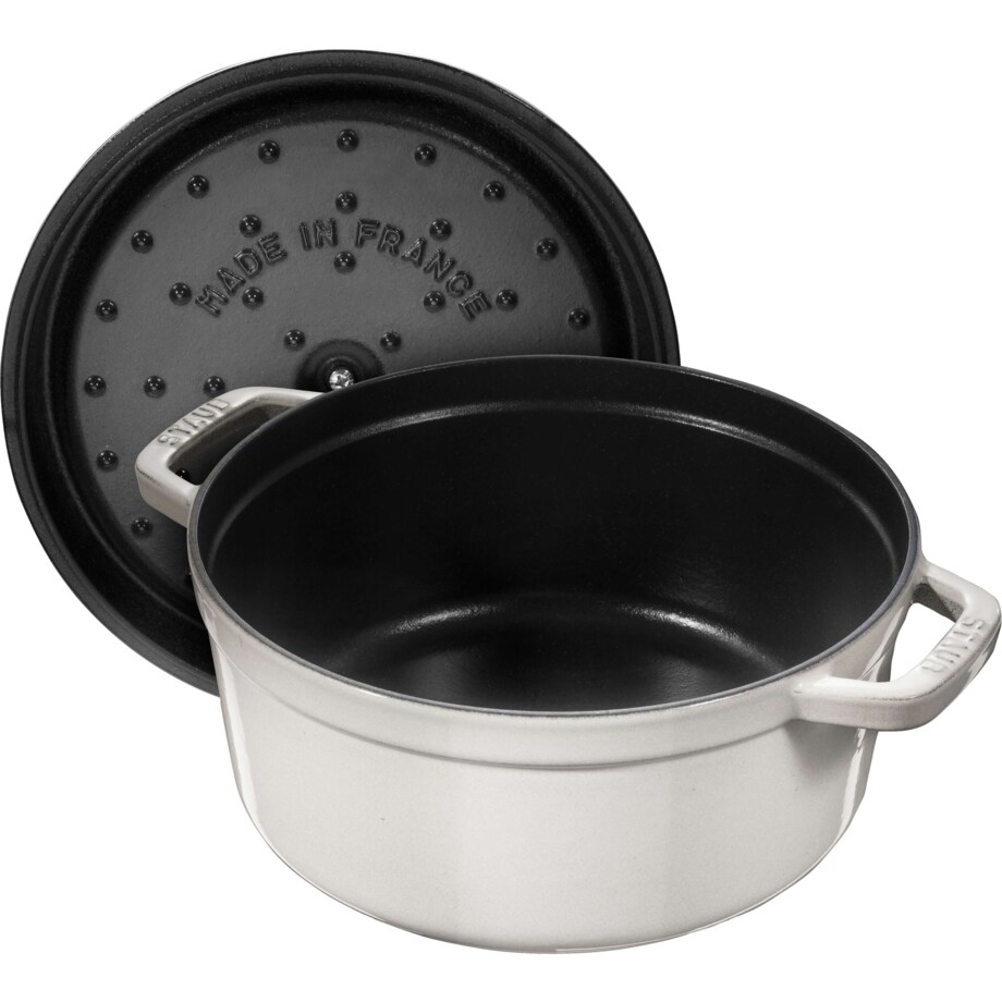 Garnek żeliwny okrągły Staub - 5.2 ltr, Biała trufla