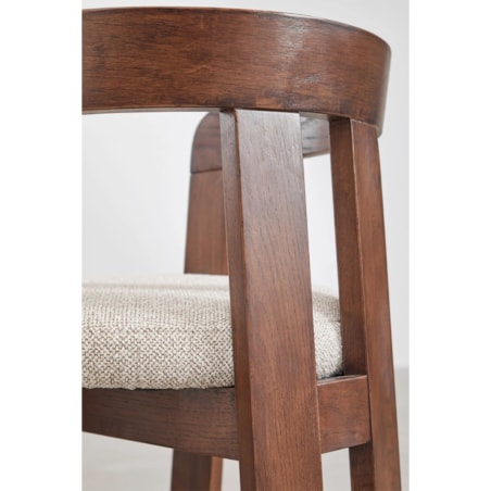 Krzesło z podłokietnikami, ciemne drewno, kremowe bouclé, Yvonne