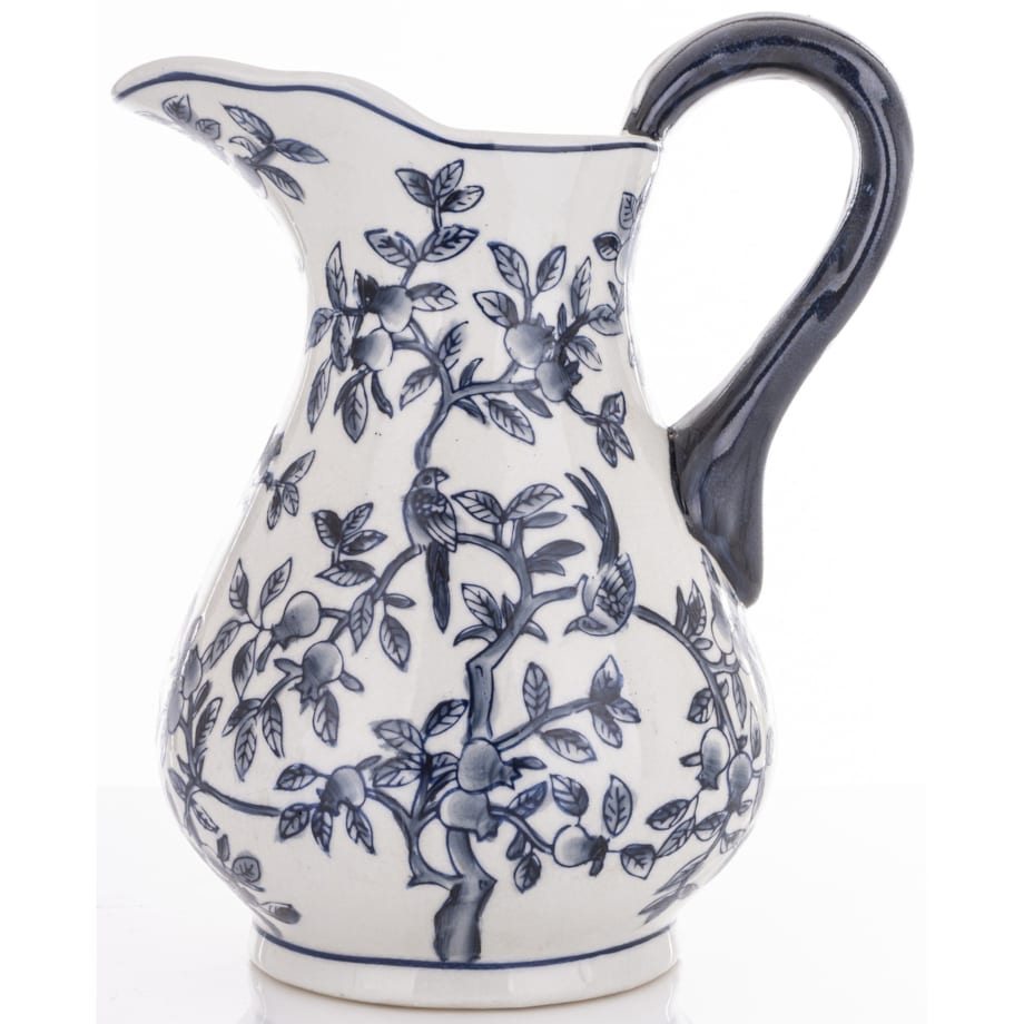 Dzbanek porcelanowy dekoracyjny 26x17x22 i 9x34x34 cm MODELLO BLU z misą