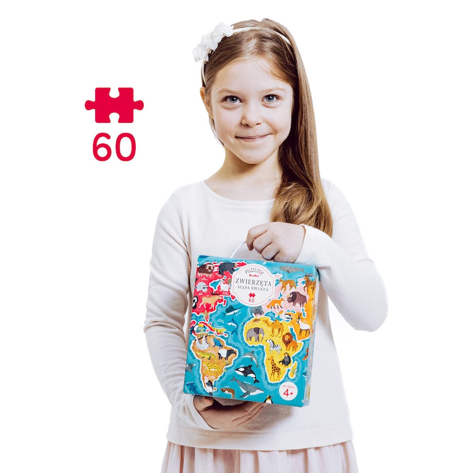 Puzzlove CzuCzu Zwierzęta Mapa świata 60 el.