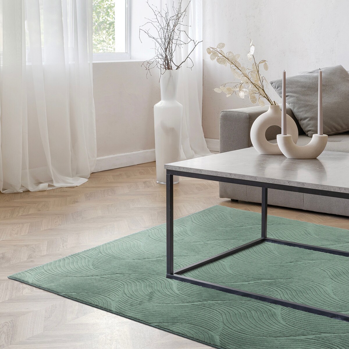 Dywan nowoczesny Sater Fala 120x170 cm e-floor OEKO-TEX szarozielony