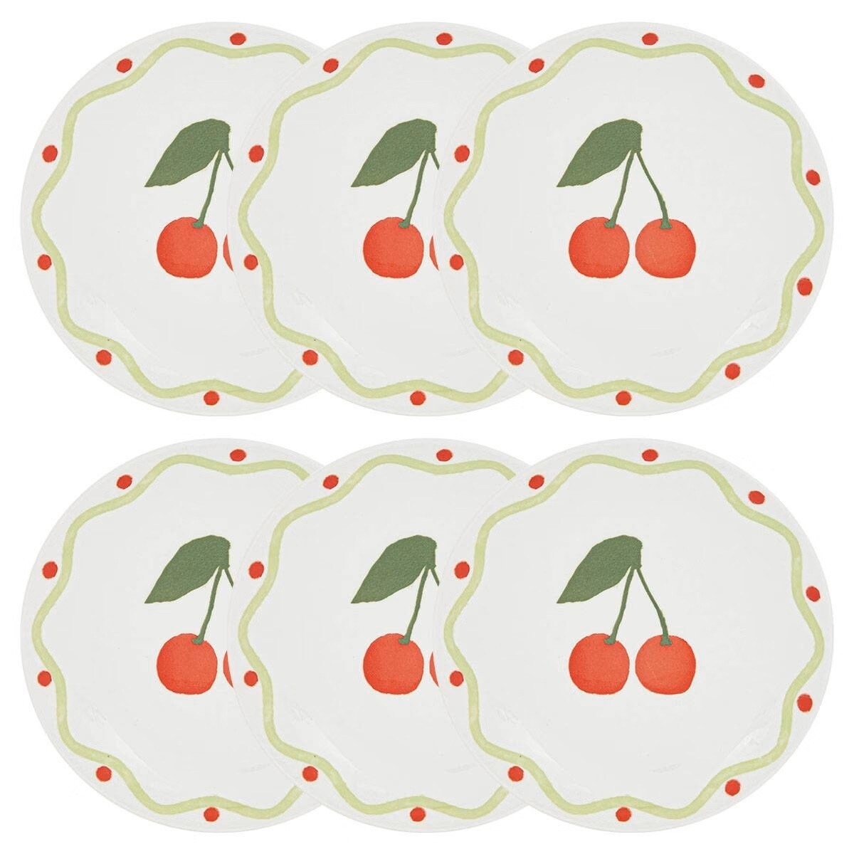 Komplet 6 porcelanowych talerzy deserowych Cherry, 19 cm
