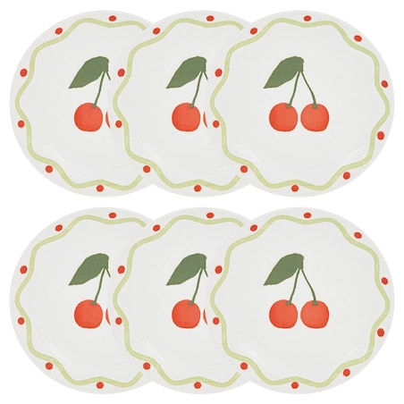 Komplet 6 porcelanowych talerzy deserowych Cherry, 19 cm
