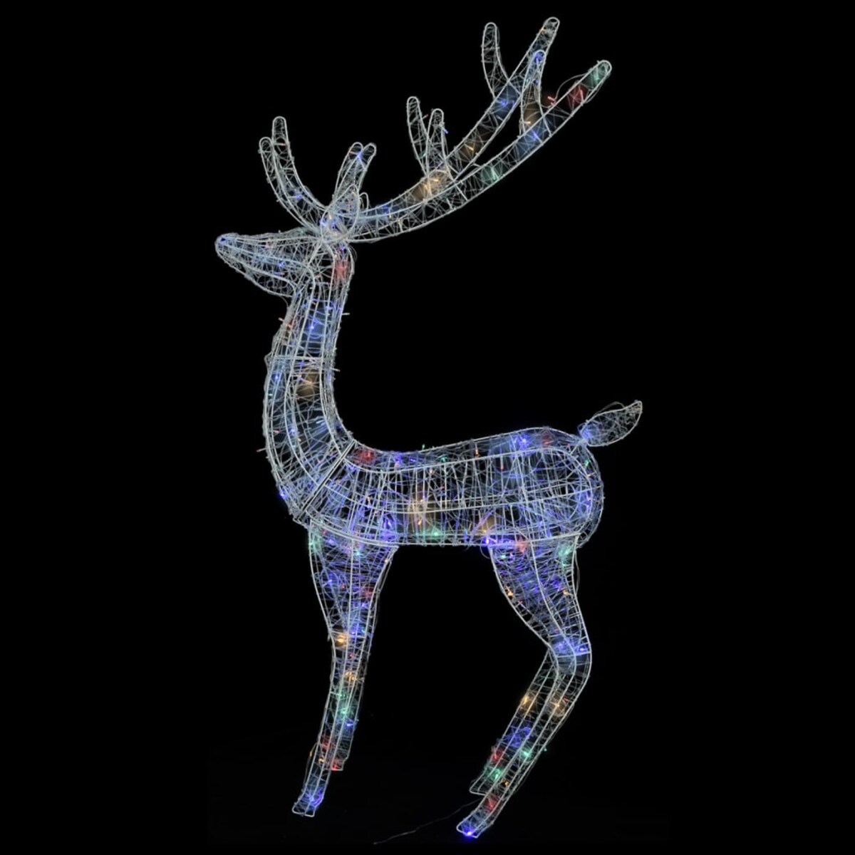 vidaXL Świąteczny renifer XXL, akryl, 250 kolorowych diod LED, 180 cm