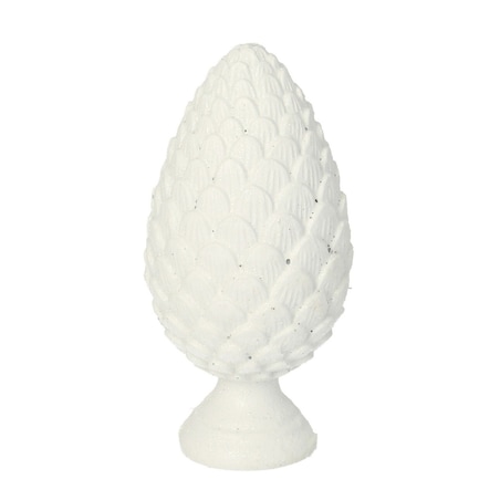 Dekoracja White Cone 13cm boże narodzenie, święta, świąteczne, biały-srebrny, 7 x 13 cm
