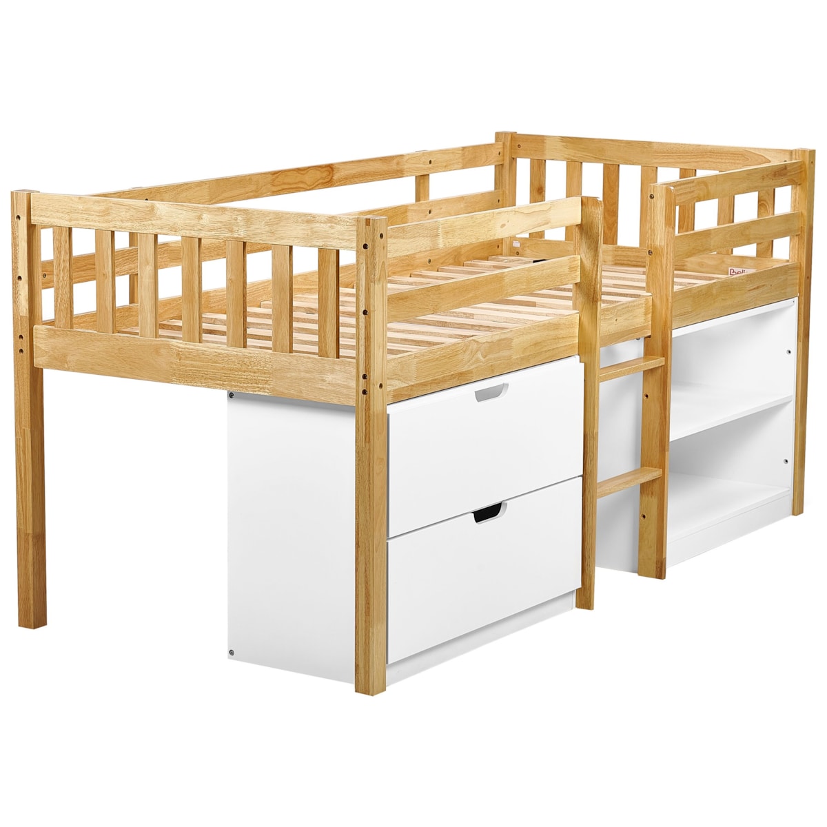 Łóżko dziecięce na podwyższeniu z szufladami drewniane 90 x 200 cm jasne drewno SUSVILLE