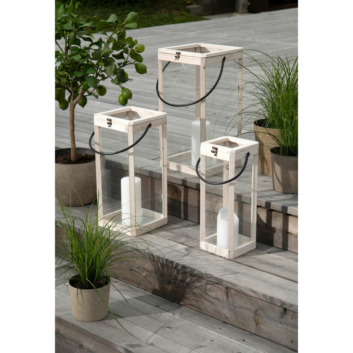 3 szt. LAMPION W STYLU SKANDYNAWSKIM szary