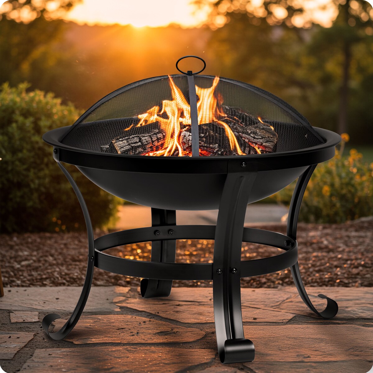 Palenisko ogrodowe z pokrywą uchwytami na ognisko grill 60cm Berdsen