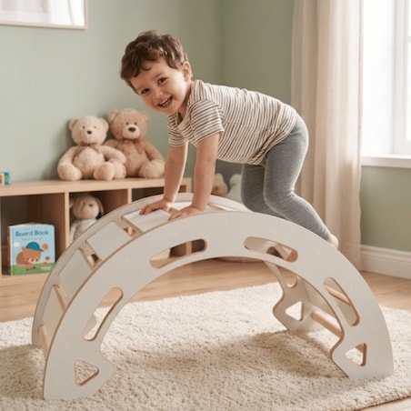Bujak zjeżdżalnia ścianka wspinaczkowa 3w1 Montessori dwustronna rampa plac zabaw poducha Verk.design