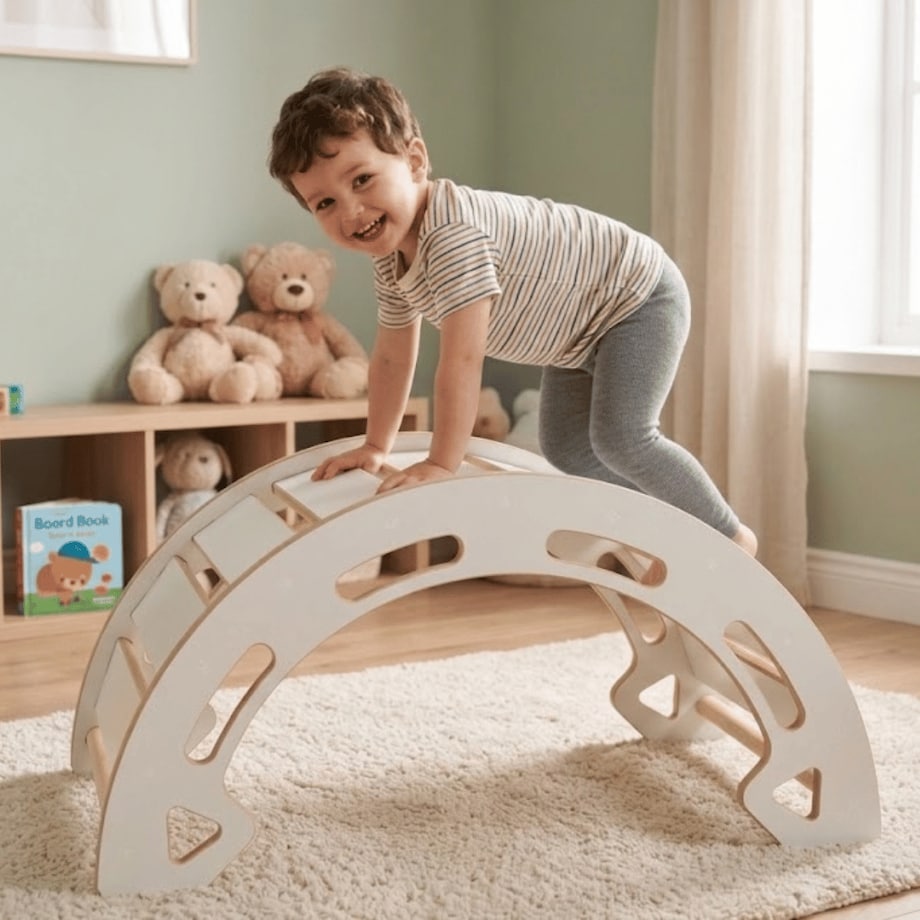 Bujak zjeżdżalnia ścianka wspinaczkowa 3w1 Montessori dwustronna rampa plac zabaw poducha Verk.design