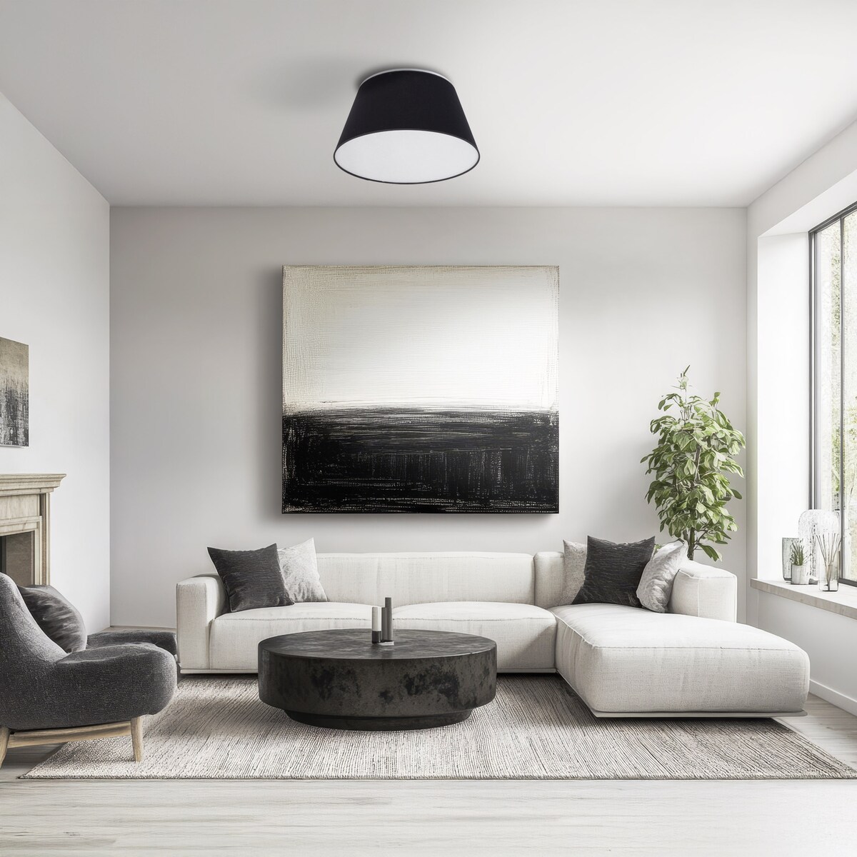 Lampa sufitowa TK Lighting FORMO BLACK 380 11206 czarno-biała 38 cm 2xE27 nowoczesna do salonu i sypialni