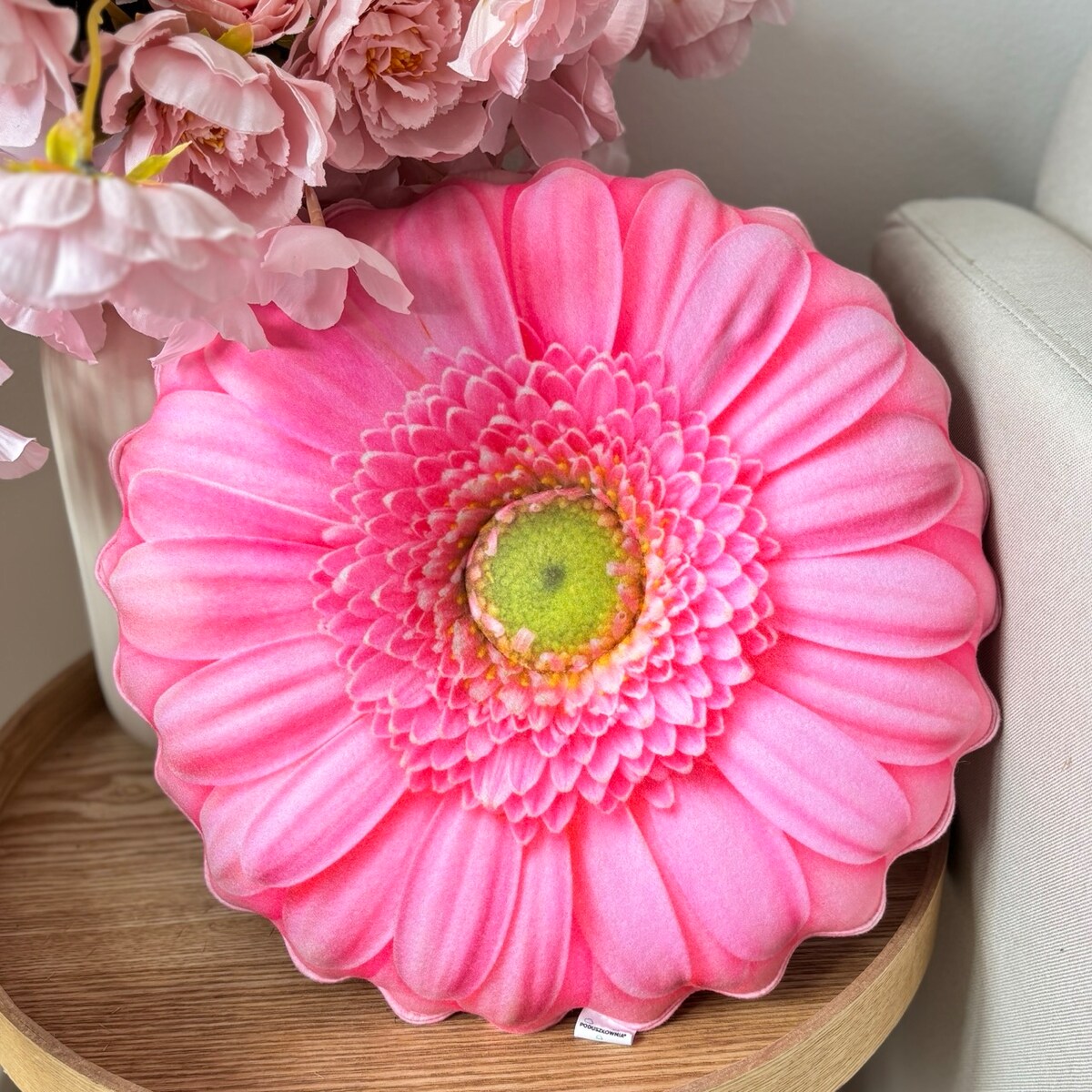 Poduszka mała kwiat Gerbera różowa