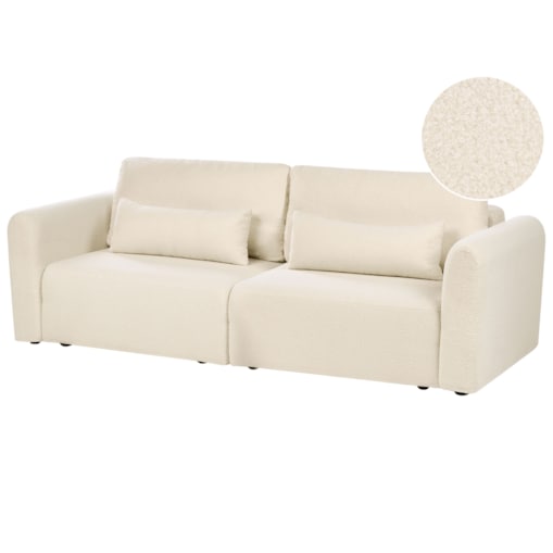 Sofa rozkładana dla 3 osób VAXHOLM Boucle Złamana biel ze schowkiem