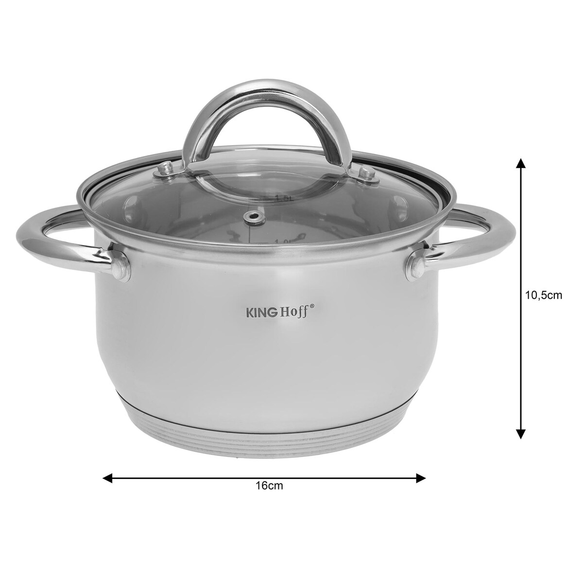 Zestaw garnków stalowych na indukcję 8 ele. 2.1/2.9/3.9/6.6L garnki komplet KINGHOFF Silver