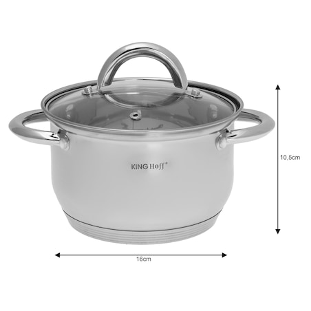 Zestaw garnków stalowych na indukcję 8 ele. 2.1/2.9/3.9/6.6L garnki komplet KINGHOFF Silver