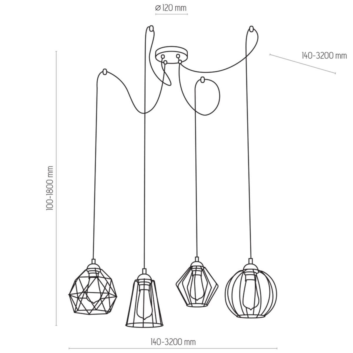 Wielopunktowa lampa wisząca loft Cubus 1646 TK Lighting czarna