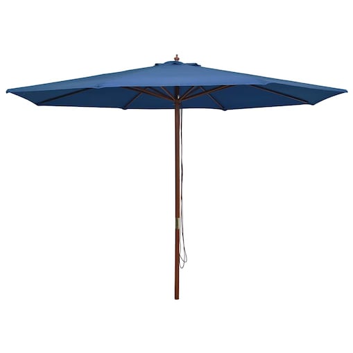 vidaXL Parasol ogrodowy na drewnianym słupku, 350 cm, niebieski