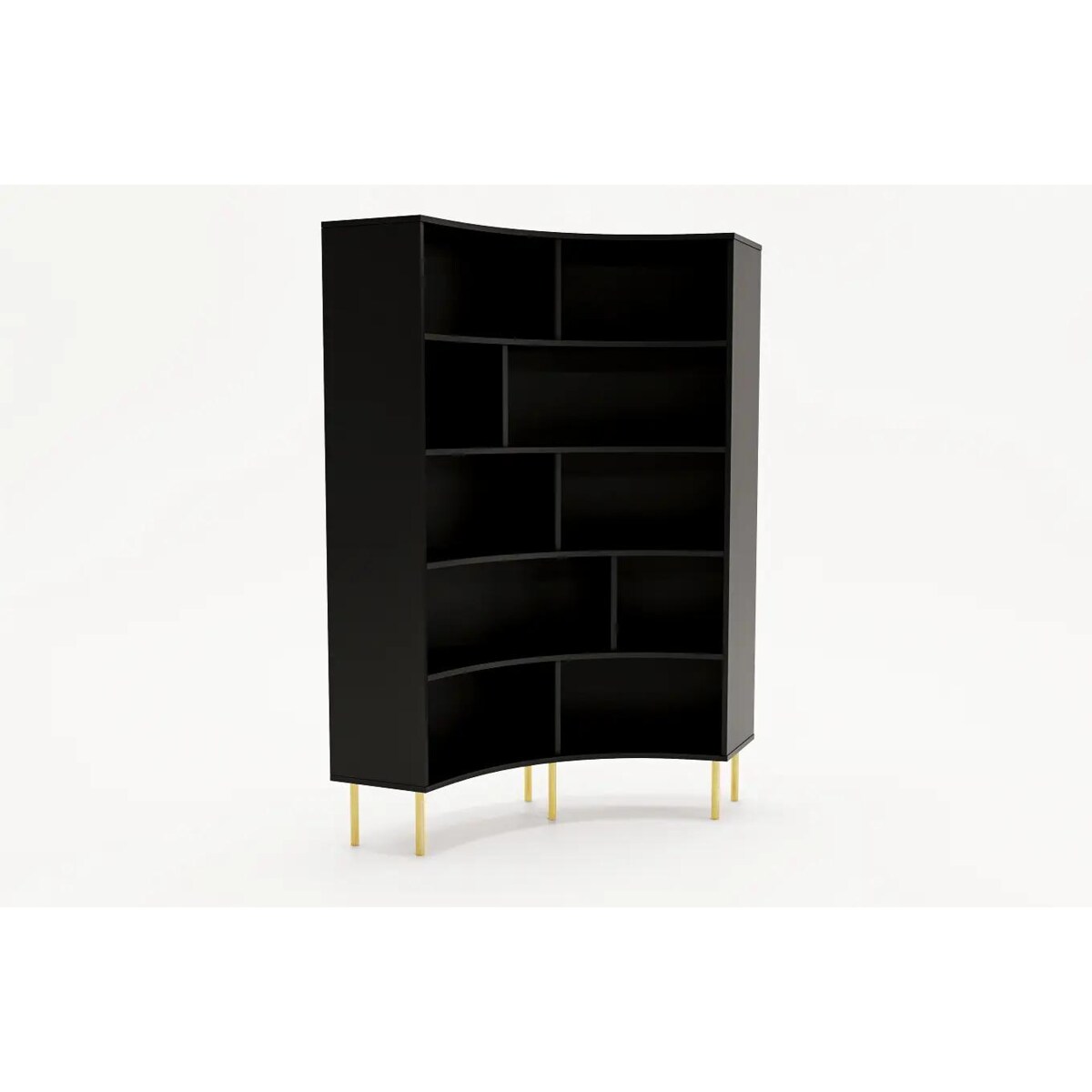Nowoczesny narożny regał na książki Skandica HORN ze złotymi nogami / czarny