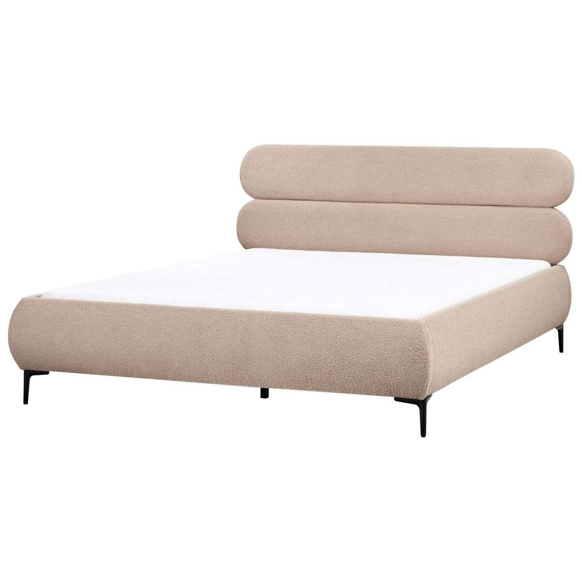 Łóżko Boucle LESSAY 180 x 200 cm Beżowoszary