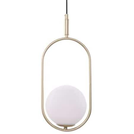 Wisząca LAMPA modernistyczna CORDEL 31-73457 Candellux metalowa OPRAWA zwis szklana kula ball mosiężna biała