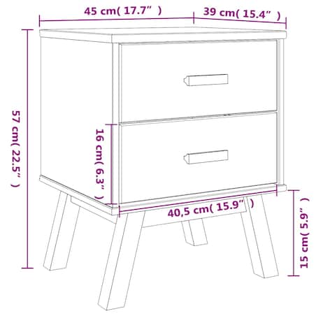 vidaXL Szafka nocna OLDEN, brązowa, lite drewno sosnowe