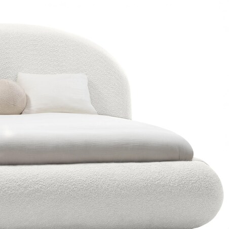 Łóżko tapicerowane 160x200 cm białe bouclé Riaci