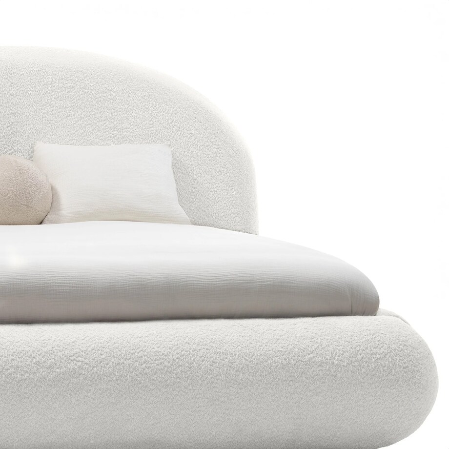 Łóżko tapicerowane 160x200 cm białe bouclé Riaci