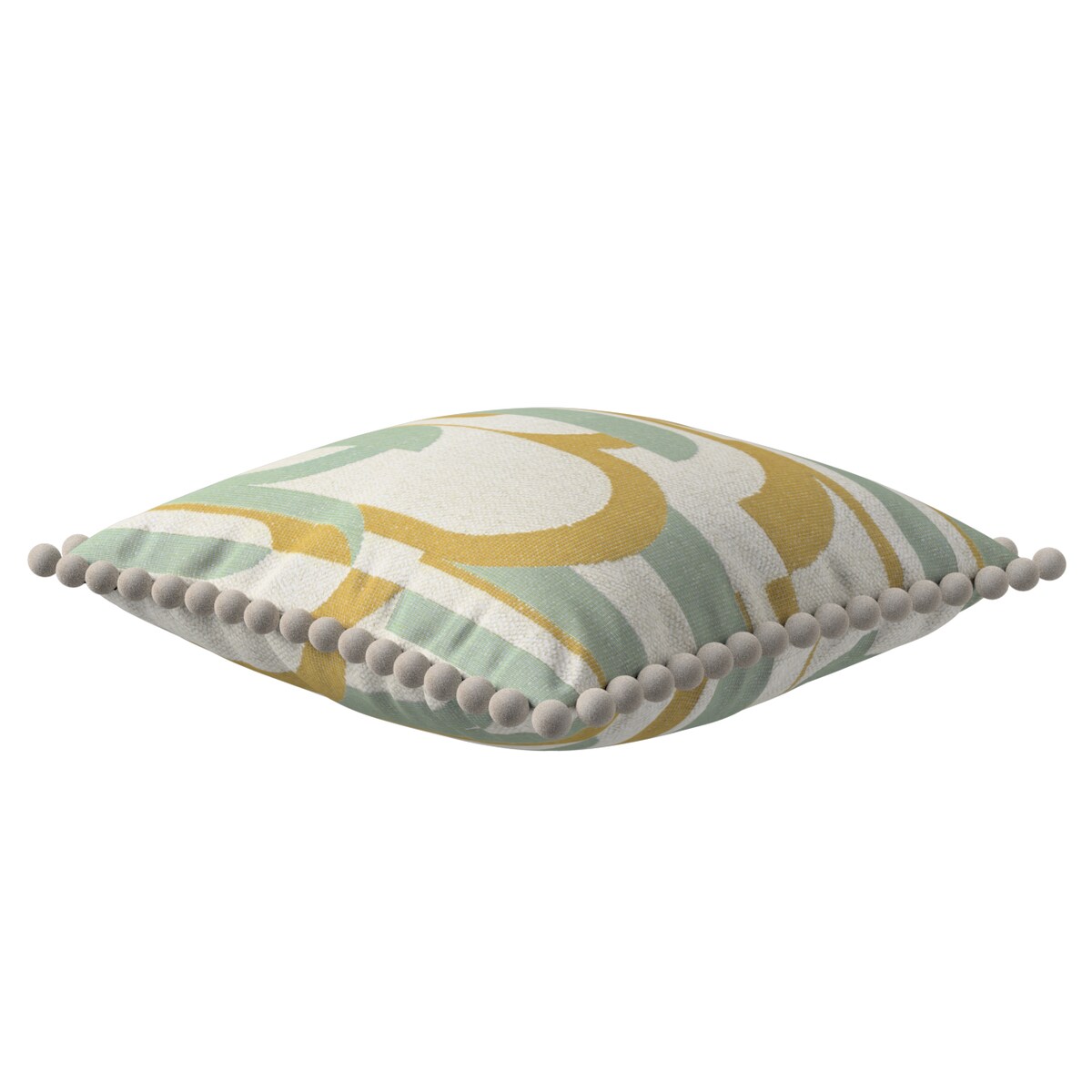 Poszewka Wera na poduszkę 45x45 miętowo-żółte wzory na kremowym tle