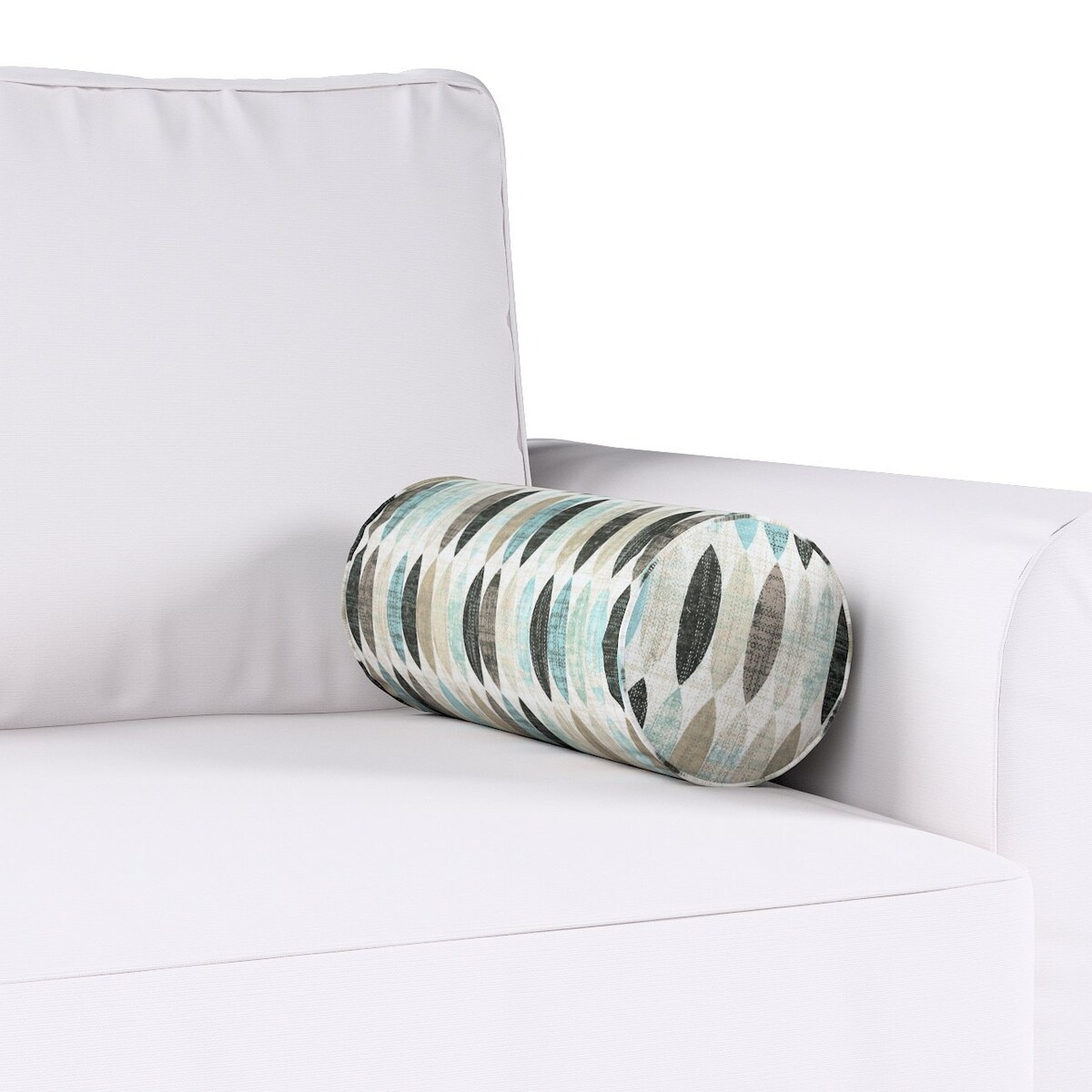 Poduszka wałek prosty, wzory w odcieniach błękitu, beżu i czarnego na jasnym tle , Ø16 x 40 cm, Modern