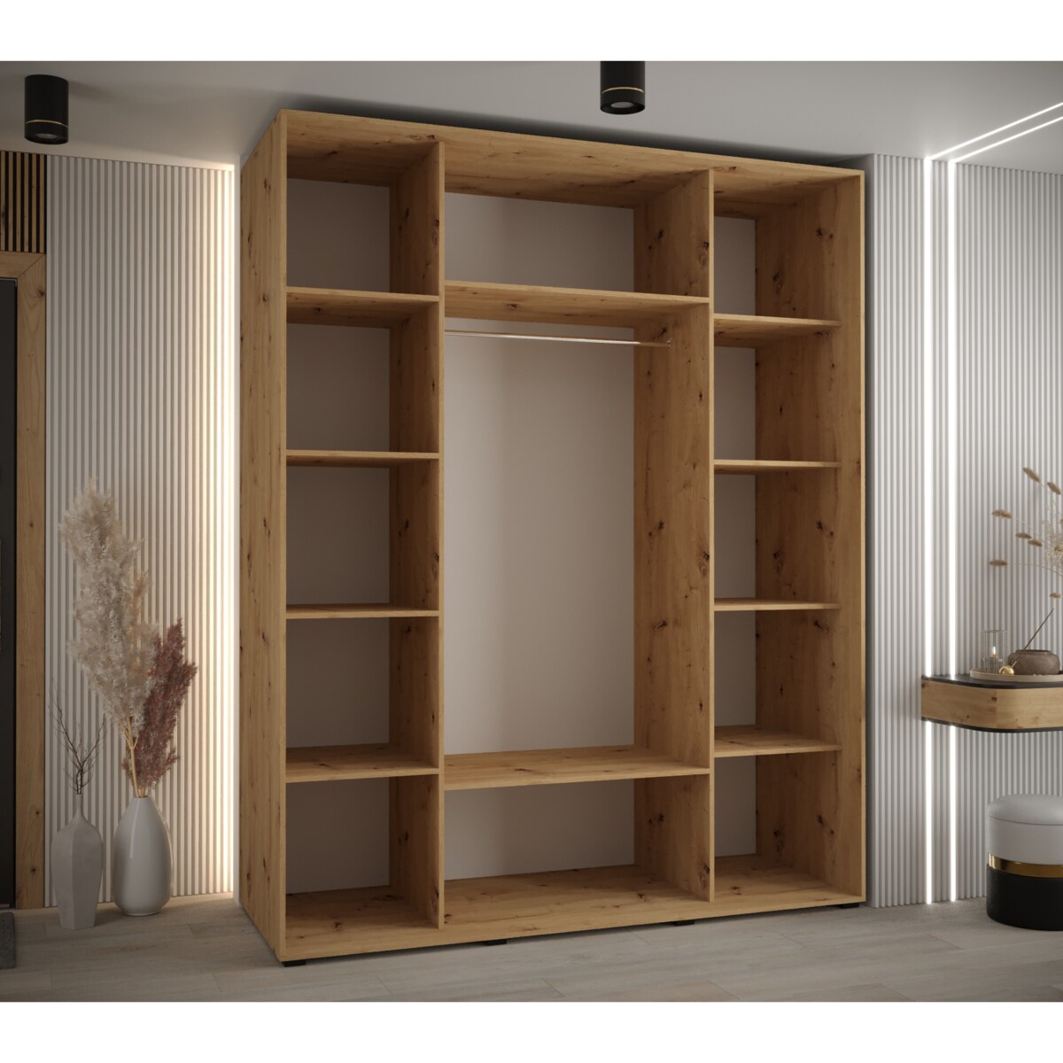 Szafa przesuwna Garderoba DAVOS 2 190 artisan/artisan/czarny